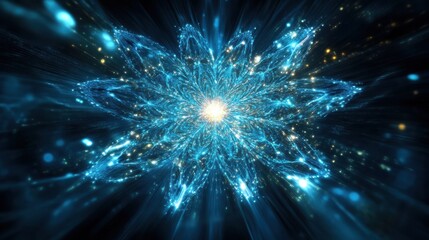 Poster - Abstract Light Pattern Resembling a Stylized Flower or Atom