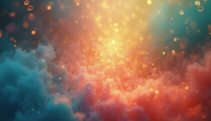 Poster - Abstract glowing particles and clouds in fantasy environment