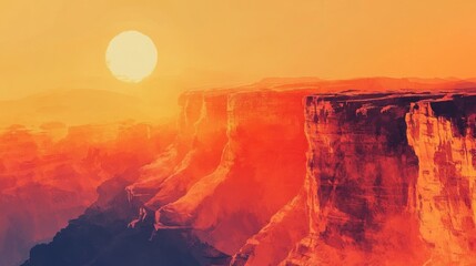 Poster - Majestic sunset over rock formations in desert canyon