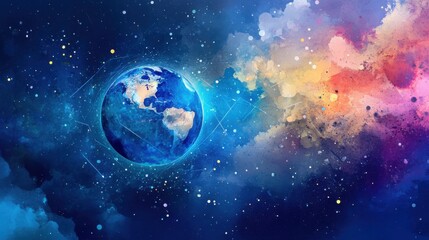 Aufkleber - Colorful depiction of Earth from space at night