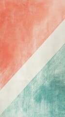 Poster - Abstract textured art in coral, off-white, and teal colors