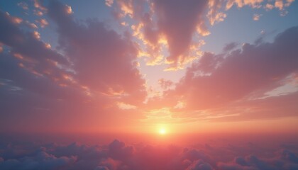 Poster - Serene sunset clouds illuminating the peaceful sky