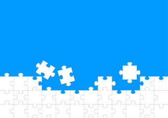 white jigsaw puzzle pieces create a minimalist border as abstract background. the design highlights 