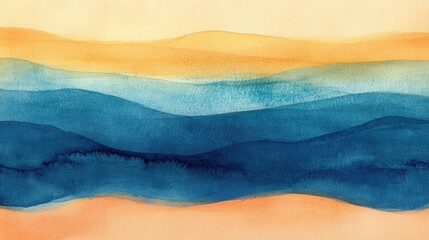 Aufkleber - Serene watercolor painting of undulating hills in studio