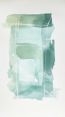 Poster - Serene abstract watercolor painting in green and blue tones