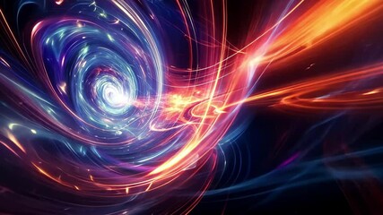 Poster - A breathtaking view of swirling magnetic fields distorting time and space within a cosmic vortex, showcasing the dynamic interplay of light and color in an otherworldly realm
