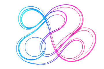 Poster - Pink and blue neon lights creating an abstract design with intertwined curves on a transparent background
