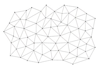 Poster - Interconnected dots forming a network mesh, symbolizing communication, technology, and data flow on a transparent background