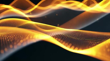 Fototapete - Abstract representation of data wave points with glowing orange highlights, illustrating dynamic flows and movements in a digital landscape at night