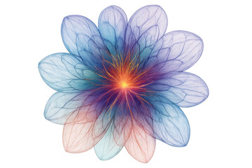 Poster - Delicate translucent blossom revealing luminous center, intricate venation glowing against pristine backdrop