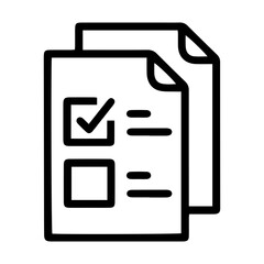 Aufkleber - Outline style image depicts two overlapping document pages, with the front page featuring a checked square box on the top and a blank box below it, implying multiple pages with selectable options