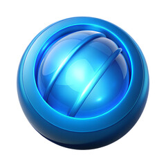 Poster - 3d rendering of a shiny blue sphere encapsulated within a circular plastic-style frame is solated on transparent background