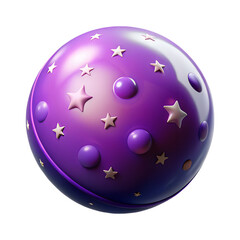 Leinwandbilder - Decorative 3d rendering of a purple sphere adorned with stars and bubbles isolated on a transparent background