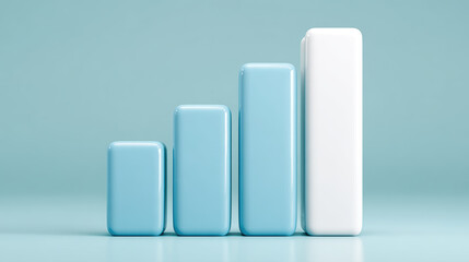 Poster - 3D bar graph with four bars in varying heights, set against light blue background
