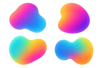 Poster - Four colorful abstract shapes with gradient colors, creating a modern and vibrant design on a transparent background