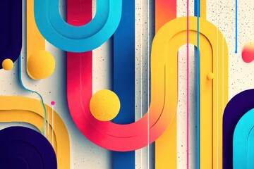 Poster - A colorful abstract painting with a lot of different shapes and colors