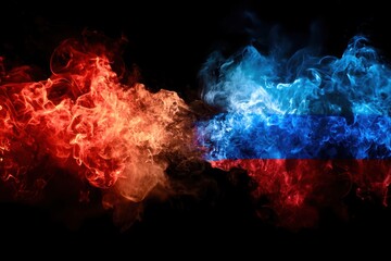 Poster - A fire with red and blue flames