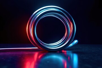 Poster - A wire is twisted into a circle with red and blue lights