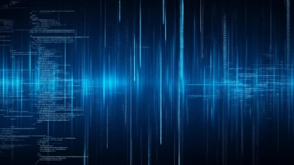 Digital Domain: Flowing Lines of Code and Luminous Blue Data Stream