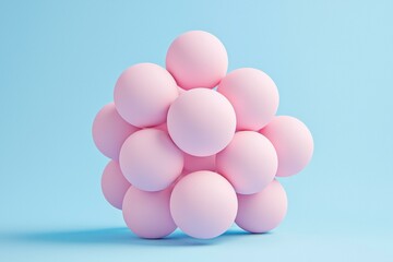 Poster - Pink spheres clustered together. AI.