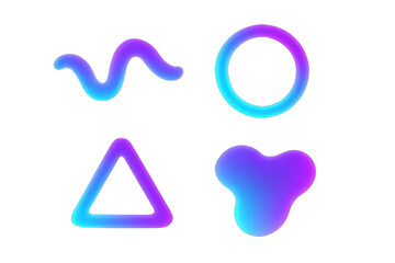 Poster - Gradient geometric shapes—circle, triangle, curved line, amorphous form—combining in minimalist abstract composition against transparent backdrop