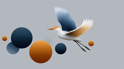 Poster - A stylized bird with colorful wings flying amidst abstract geometric shapes.