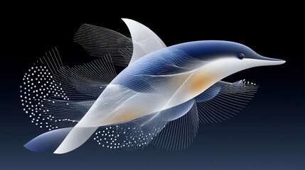 Poster - Elegant digital illustration of a dolphin with flowing lines and a vibrant color palette.