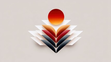 Poster - Abstract design featuring layered colors with a sun motif.