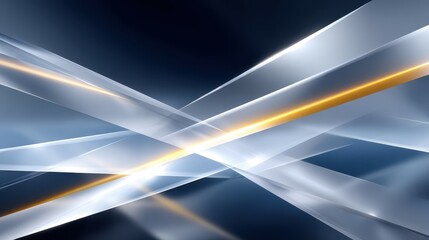 Poster - Abstract design with intersecting light beams in blue and silver tones.