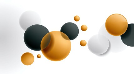 Poster - Abstract composition featuring glossy spheres in black, white, and orange tones.