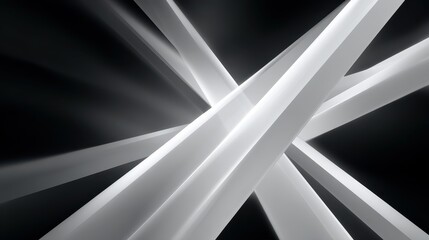 Poster - Abstract lines of white light intersecting against a dark background.