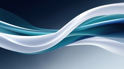 Poster - Fluid waves of blue and white create a calming abstract design.