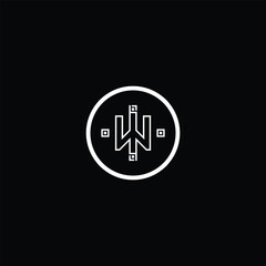 Poster - Abstract W Logo Design: Modern Symbol with Geometric Elements on Black