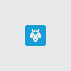 Poster - A minimalist wolf head logo icon in a rounded square button design
