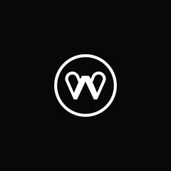 Poster - Abstract Letter W in Circular Frame, Isolated on Black Background