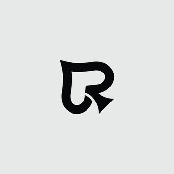 modern R logo design with card syimbol design template