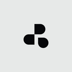 Poster - Abstract R minimal logo design featuring rounded geometric shapes, modern style