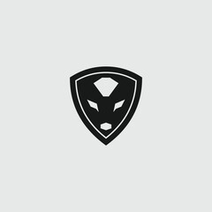 Poster - Abstract shield emblem with stylized animal face and geometric diamond