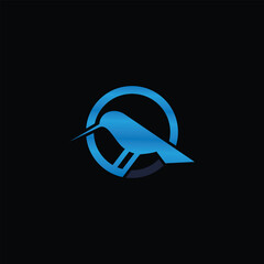 Poster - Elegant blue bird logo design with clean lines and minimalist approach