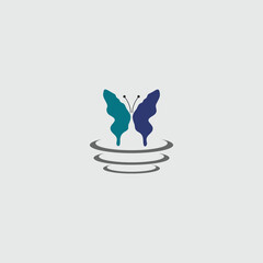 Poster - Elegant Butterfly Abstract with Circular Lines and Blue Tones Illustration