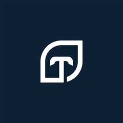 Poster - Elegant Letter T logo concept with rounded modern design on dark backdrop