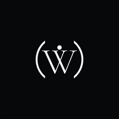 Poster - Elegant letter W logo design, enclosed by a bracket on a black background