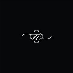 Poster - TC logo Elegant lettermark design with swirling lines on a minimalist black background