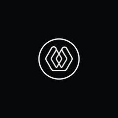 Poster - Elegant W logo minimal white emblem, circular geometric design on a stark black background