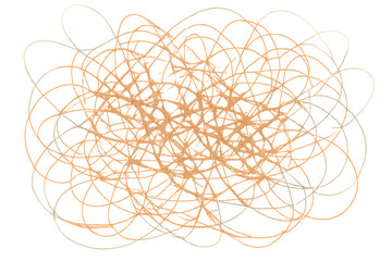 Poster - Tangled orange and white chaotic lines creating dynamic abstract pattern, transparent background allowing seamless graphic design integration