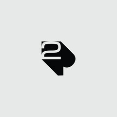 Poster - Minimalist Graphic Representation of the Number Two with Geometric Shape