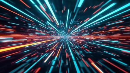 Poster - Abstract futuristic hyperspace flight tunnel with light speed effect animation