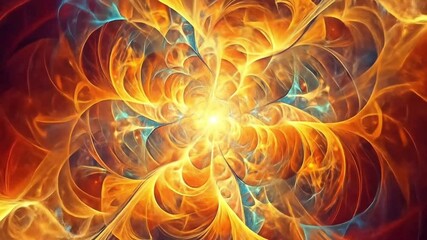 Poster - Abstract Glowing Fractal Animation of Energy Bursting in Vibrant Colors