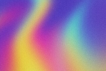 Poster - Vivid gradient aurora borealis effect with smooth transitions of colors and grain noise. Digital flyer backgrounds, abstract themes, modern design projects. Lo-fi multicolor vintage retro design.
