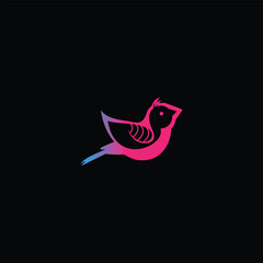 Poster - Vibrant Gradient Bird Illustration on Black Background with Clean Design